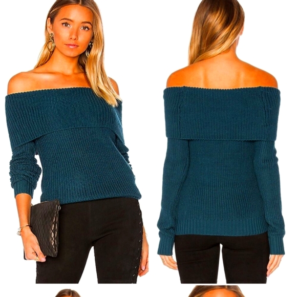 Revolve Lovers Friends Teal Blue Wool Chunky Knit Luna Sweater Boho Size XS Sexy - Picture 1 of 6
